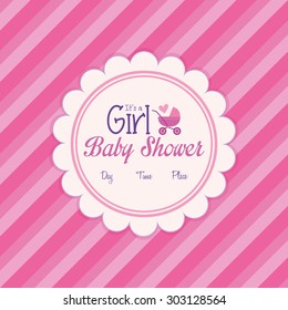 Colored label on a textured background for baby showers. Vector illustration