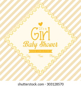 Colored label on a textured background for baby showers. Vector illustration