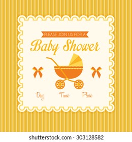 Colored label on a textured background for baby showers. Vector illustration