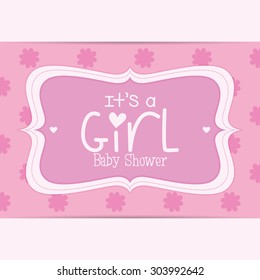 Colored label on a textured background for baby showers. Vector illustration