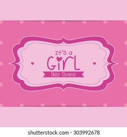 Colored label on a textured background for baby showers. Vector illustration