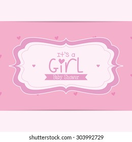 Colored label on a textured background for baby showers. Vector illustration