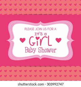 Colored label on a textured background for baby showers. Vector illustration