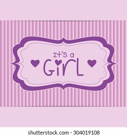 Colored label on a textured background for baby showers. Vector illustration