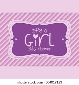 Colored label on a textured background for baby showers. Vector illustration