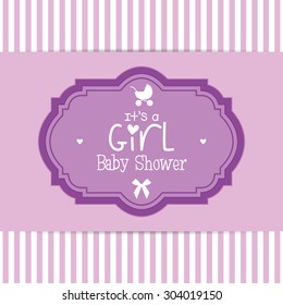 Colored label on a textured background for baby showers. Vector illustration