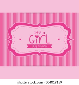 Colored label on a textured background for baby showers. Vector illustration
