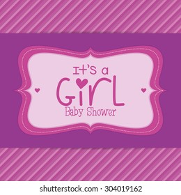 Colored label on a textured background for baby showers. Vector illustration