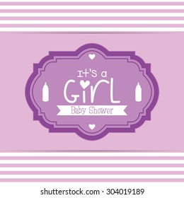 Colored label on a textured background for baby showers. Vector illustration