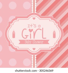 Colored label on a textured background for baby showers. Vector illustration
