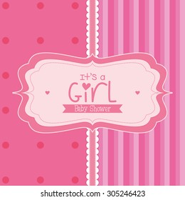 Colored label on a textured background for baby showers. Vector illustration
