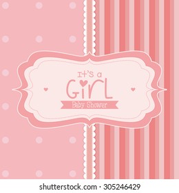 Colored label on a textured background for baby showers. Vector illustration