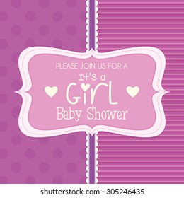 Colored label on a textured background for baby showers. Vector illustration