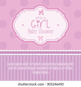 Colored label on a textured background for baby showers. Vector illustration