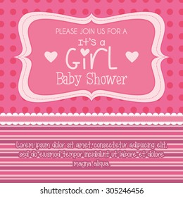 Colored label on a textured background for baby showers. Vector illustration