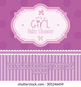 Colored label on a textured background for baby showers. Vector illustration