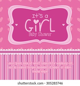 Colored label on a textured background for baby showers. Vector illustration