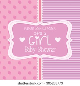Colored label on a textured background for baby showers. Vector illustration