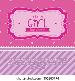 Colored label on a textured background for baby showers. Vector illustration