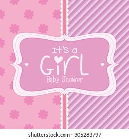 Colored label on a textured background for baby showers. Vector illustration