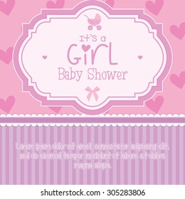 Colored label on a textured background for baby showers. Vector illustration