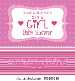 Colored label on a textured background for baby showers. Vector illustration