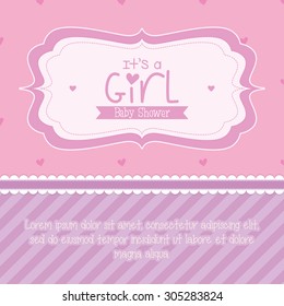 Colored label on a textured background for baby showers. Vector illustration