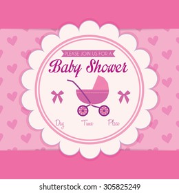 Colored label on a textured background for baby showers. Vector illustration