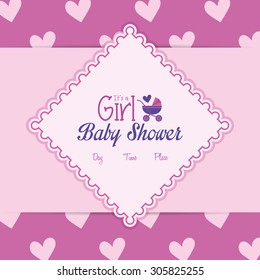 Colored label on a textured background for baby showers. Vector illustration