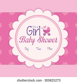 Colored label on a textured background for baby showers. Vector illustration