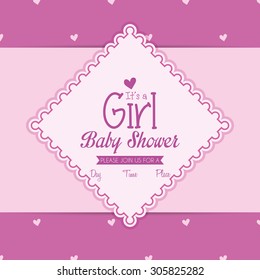 Colored label on a textured background for baby showers. Vector illustration