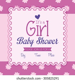 Colored label on a textured background for baby showers. Vector illustration