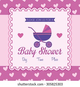 Colored label on a textured background for baby showers. Vector illustration