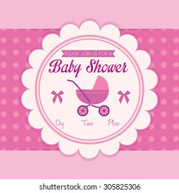 Colored label on a textured background for baby showers. Vector illustration