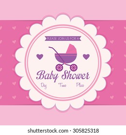 Colored label on a textured background for baby showers. Vector illustration