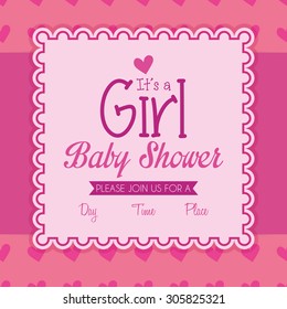 Colored label on a textured background for baby showers. Vector illustration