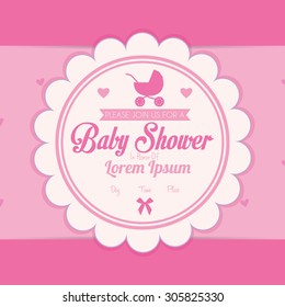 Colored label on a textured background for baby showers. Vector illustration