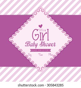 Colored label on a textured background for baby showers. Vector illustration