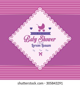 Colored label on a textured background for baby showers. Vector illustration