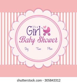 Colored label on a textured background for baby showers. Vector illustration