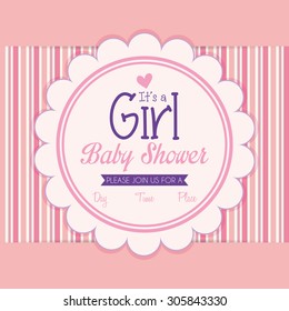 Colored label on a textured background for baby showers. Vector illustration