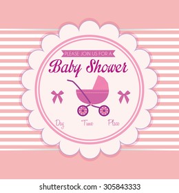 Colored label on a textured background for baby showers. Vector illustration