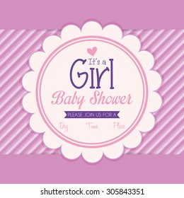 Colored label on a textured background for baby showers. Vector illustration