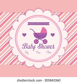 Colored label on a textured background for baby showers. Vector illustration