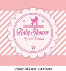 Colored label on a textured background for baby showers. Vector illustration