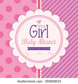 Colored label on a textured background for baby showers. Vector illustration