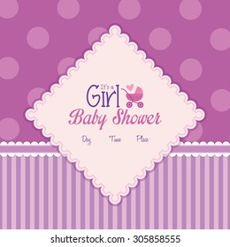 Colored label on a textured background for baby showers. Vector illustration
