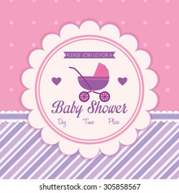 Colored label on a textured background for baby showers. Vector illustration