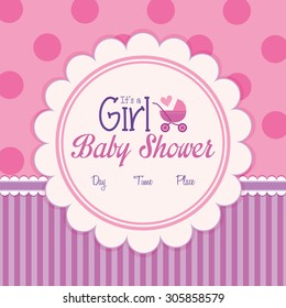 Colored label on a textured background for baby showers. Vector illustration