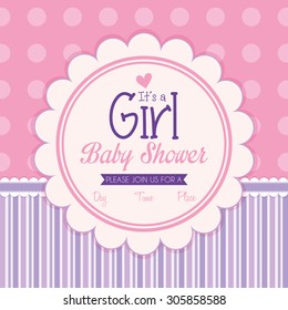 Colored label on a textured background for baby showers. Vector illustration